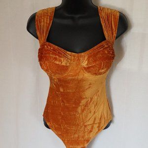 Luscious 60s Rust Crush Velvet One-Piece Swim Suit